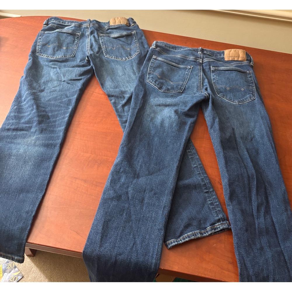 Lot of 2 American Eagle Airflex+ Jeans Mens 29x30 Medium Wash Blue Denim